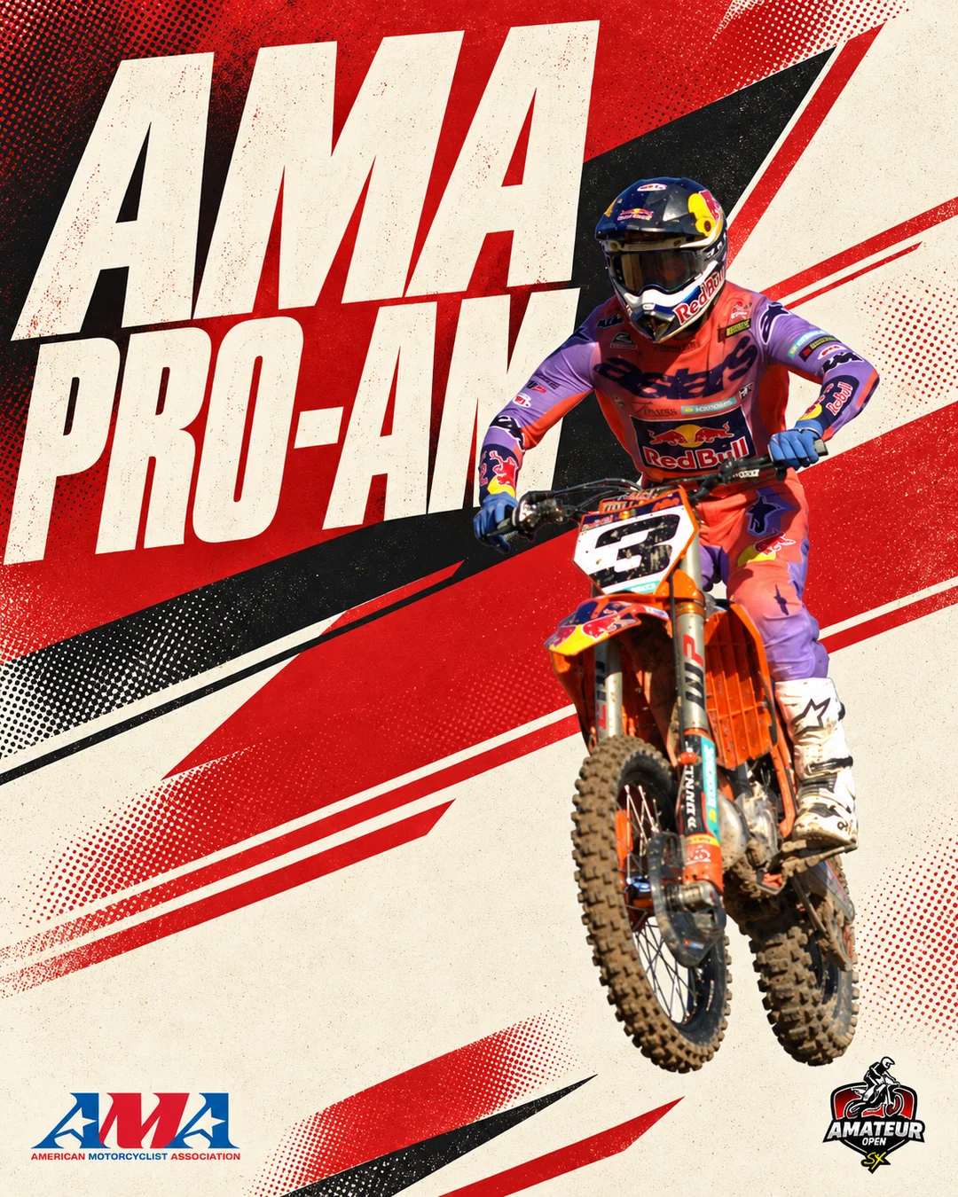 AMA Pro-AM race poster featuring an airborne motocross rider