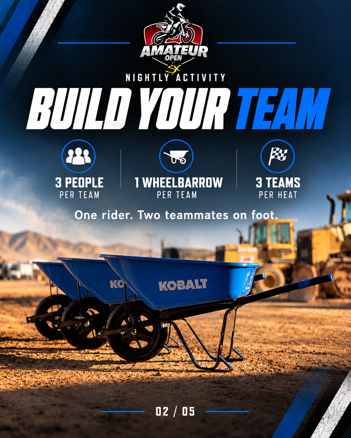 Slide 2: Team format. Full event rules are provided above.